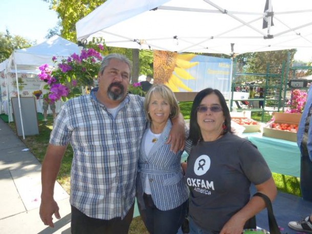 kathy with congresswoman michele lujan grisham at ABQ farmers mkt