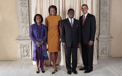 The Obamas and the Obiangs at a 2009 reception in New York. Photo: Lawrence Jackson / White House via Wikimedia http://bit.ly/1lrLRHL
